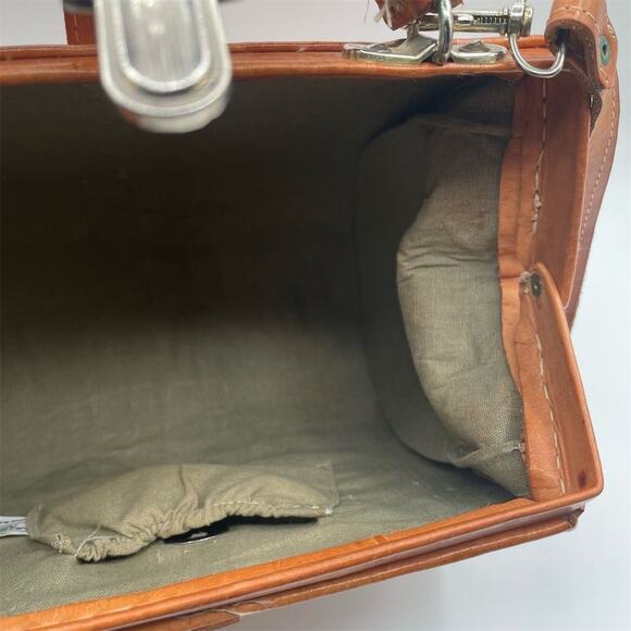 Vintage Tooled Leather Top Handle Handbag Tan Women's Purse Made In Vegas - Picture 12 of 15